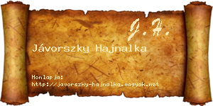 Jávorszky Hajnalka névjegykártya